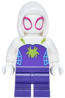 Ghost-Spider (Gwen Stacy) - Dark Purple Medium Legs, White Basic Smooth Hood, Lime Spider Logo