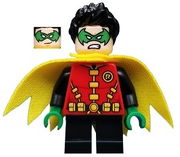 Robin - Green Mask and Hands, Black Short Legs, Yellow Scalloped Cape 