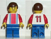 Soccer Player Red & Blue Team #11 on Back 