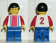 Soccer Player Red & Blue Team  #2 on Back 