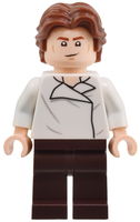 Han Solo - White Shirt with Wrinkles on Front and Back, Dark Brown Legs, Wavy Hair