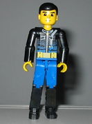 Technic Figure Blue Legs, Black Top with Zippered Wetsuit Pattern (Diver) 