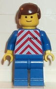 Red & White Stripes - Blue Legs, Brown Male Hair 