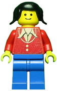 Patron - Red Torso with Buttons and Collar (Torso Sticker), Blue Legs, Black Pigtails Hair 