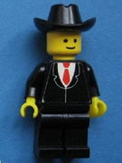 Patron - Black Suit with Red Tie (Torso Sticker), Black Legs, Black Cowboy Hat 