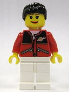 Red Jacket with Zipper Pockets and Classic Space Logo, White Legs, Black Female Ponytail Hair, Brown Eyebrows 