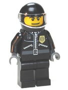 Police - City Leather Jacket with Gold Badge, Black Helmet, Trans-Clear Visor 