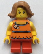 Child Girl with Medium Nougat Short Swept Sideways Hair and Red Short Legs 