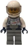 Astronaut - Male, Flat Silver Spacesuit with Harness and White Panel with Classic Space Logo, Stubble 