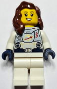 Astronaut - Female, Flat Silver Spacesuit with Harness and White Panel with Classic Space Logo, Reddish Brown Hair 