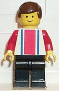 Vertical Lines Red & Blue - Red Arms - Black Legs, Brown Male Hair 