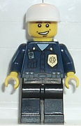 Police - World City Patrolman, Dark Blue Shirt with Badge and Radio, Black Legs, White Cap 